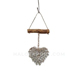 Heart Shapes Wooden Wall Hanging With Shells Decoration
