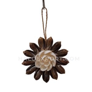 Flower Design Wall Hanging With Dark Olive Shells Decoration
