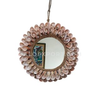 Circle Mirror Wall hanging Decoration with Strombus Shell